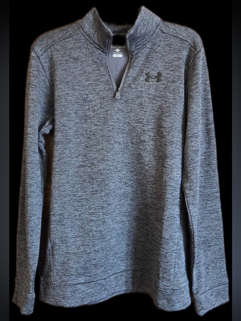 Under Armour Boys Youth Heather Charcoal Grey Black Fleece Quarter-Zip Pullover